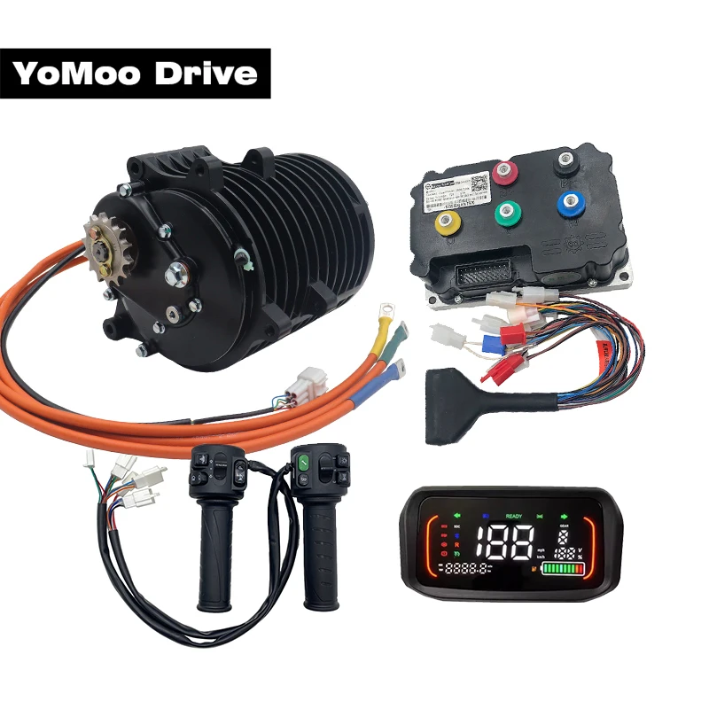 Electric Motorcycle QS138 3KW V3 Peak 9KW 70H PMSM Mid Drive Motor With Fardriver ND72360 Controller N7 Display And T08 Throttle