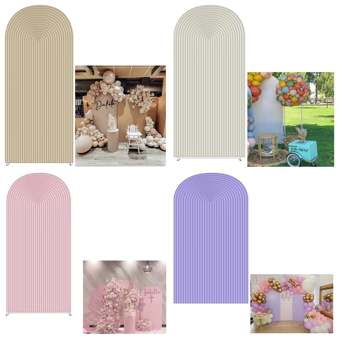 波紋模様のアーチ型背景カバー-誕生日パーティー-結婚式-ベビーシャワー-デコレーション-キアラ背景-アーチ型壁