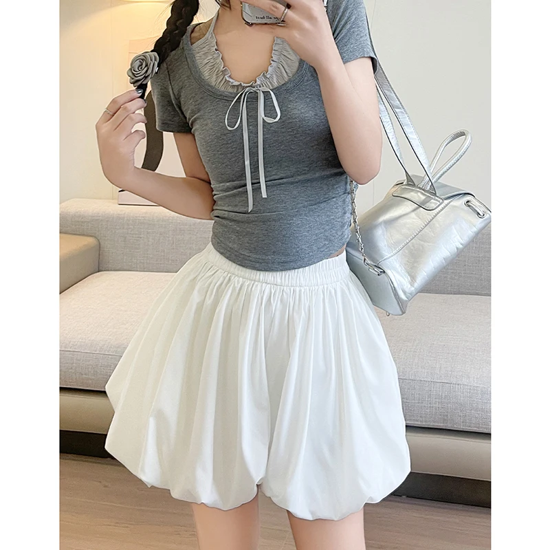 

Летние тонкие повседневные юбки с высокой талией в корейском стиле Y2k Одежда Harajuku Уличная одежда Короткая юбка с пышным бутоном цветка для женщин