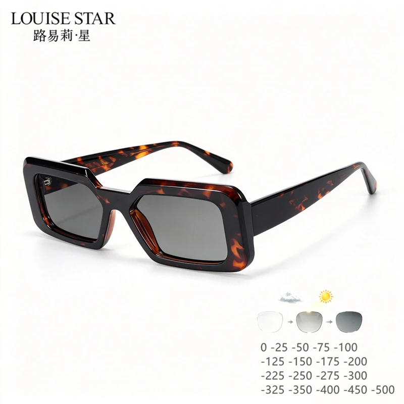 Myopia glasses tortoiseshell thick rectangular photochromic myopia glasses neutral prescription glasses anti blue light