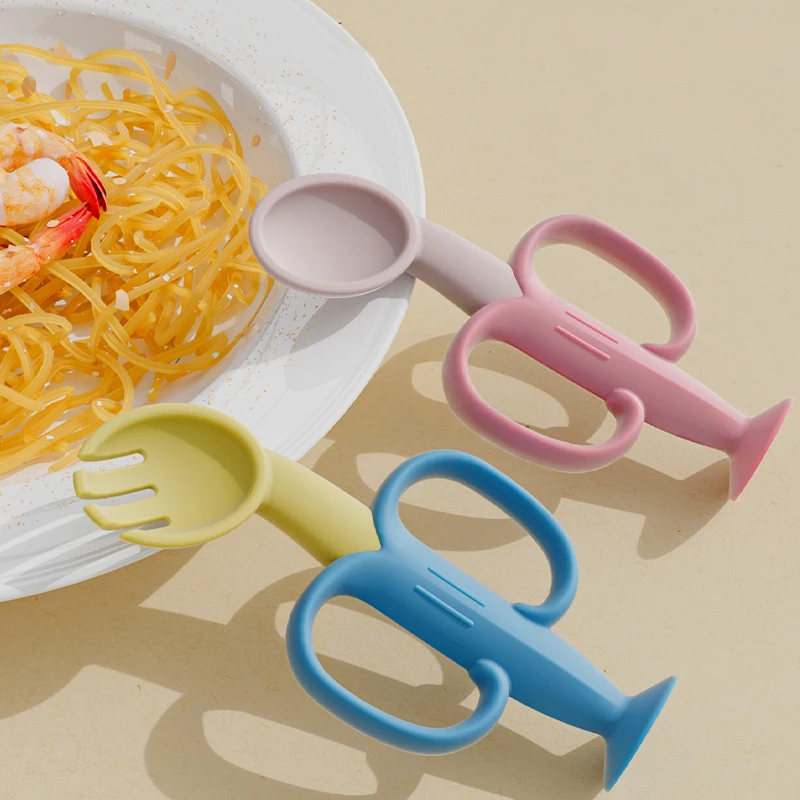 

Fun Design Baby Banana Spoon and Fork Silicone Children's Tableware Set Learning Feeding Training Spoon Soft Fork Utensils Baby Feeding Tools