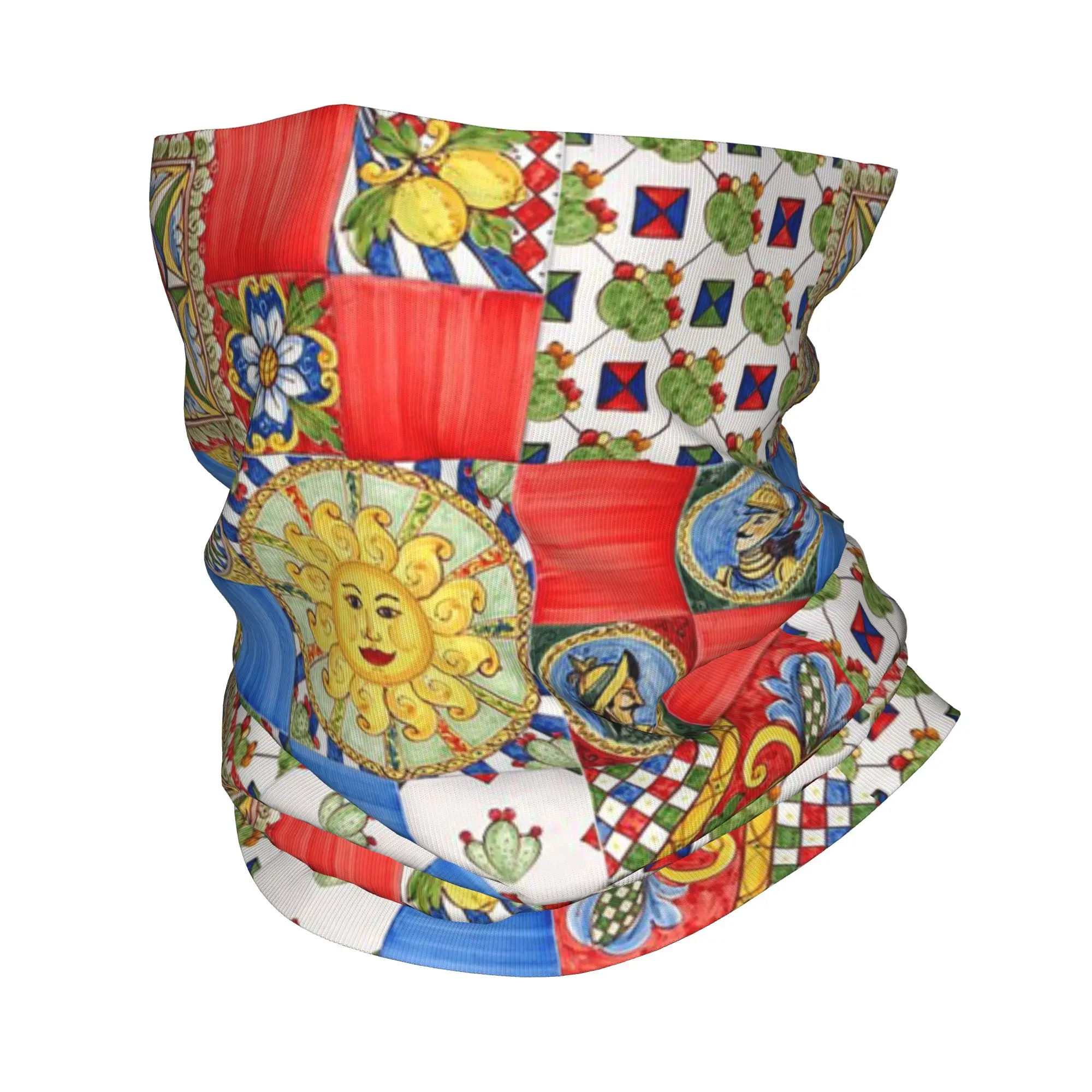 

Бандана-шарф с сицилийскими плитками, средиземноморской мозаикой и лимонами, с принтом, теплый, для езды на велосипеде, для мужчин и женщин