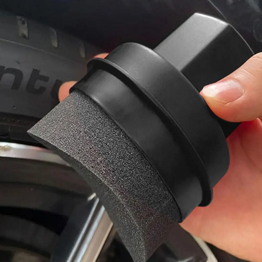 Curved Tire Wax Applicator Sponge with Lid Ergonomic Car Tire Cleaning Dressing Pad Detailing Tool for Car Waxing Cleaning Tool
