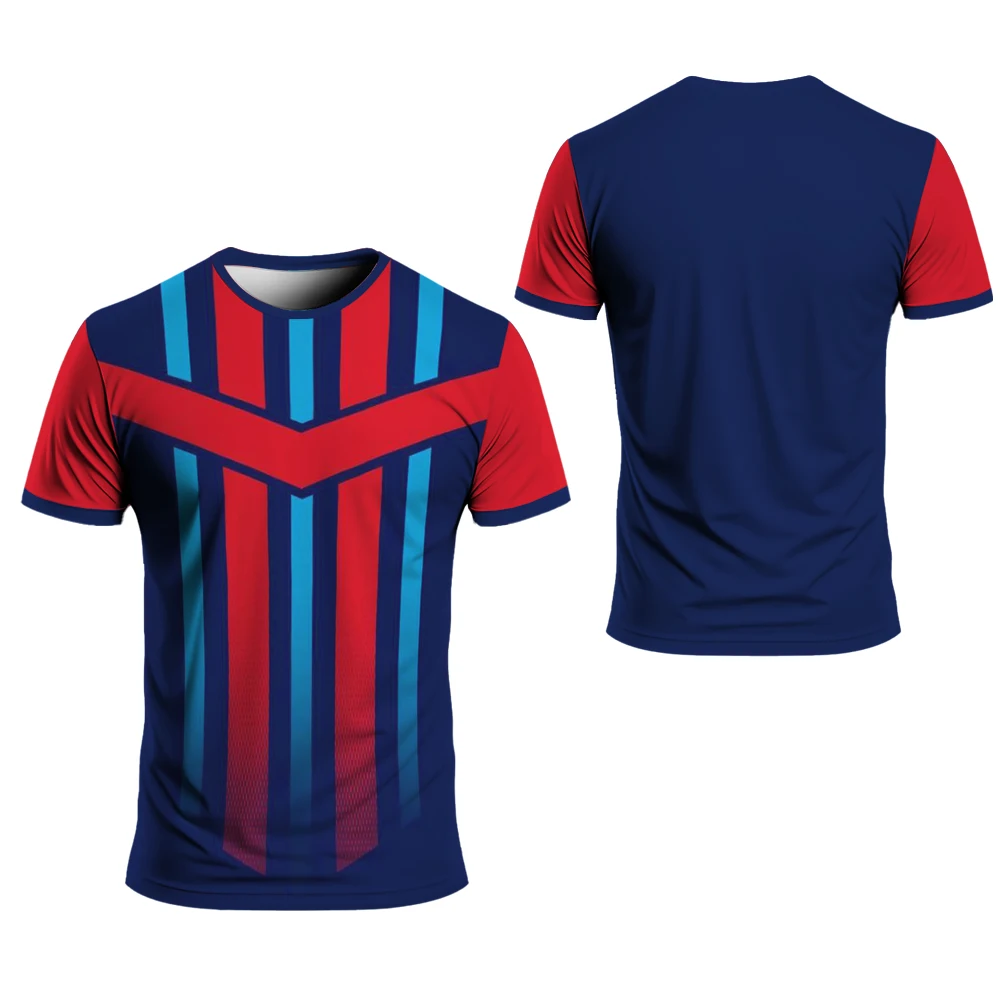 Summer Quick Dry High Quality Sports T-shirt Short Sleeved 3D Digital Printed Round Neck Comfortable Top for Adult and Child