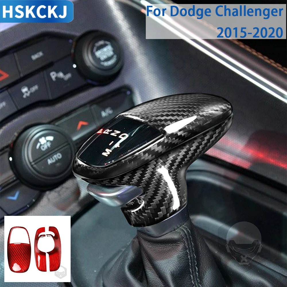 

For Dodge Challenger 2015 2016 2017 2018 2019 2020 Accessories Carbon Fiber Car InteriorGear Shift Knob Cover Trim Sticker