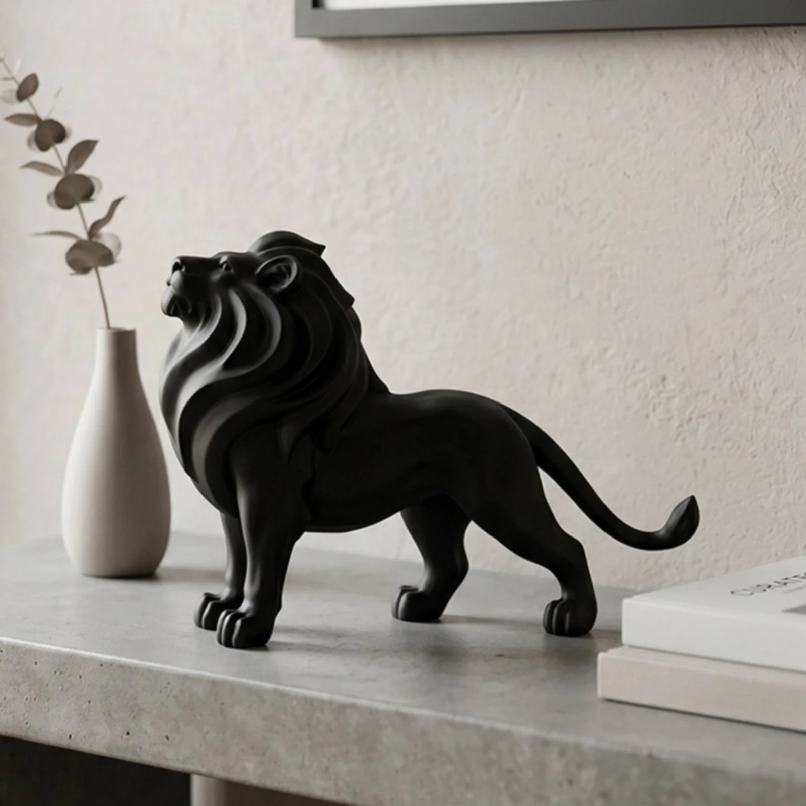 Geometric Lion Sculpture Modern Lion Figurine Home Decor Ornament Contemporary Sleek for Minimalists, Living Room, Office