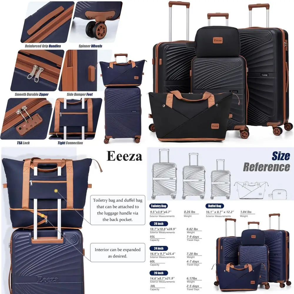 

5-Piece Spinner Luggage Set: Hard ABS Cases with TSA Lock, 20-28 Wheeled Suitcases for Travel