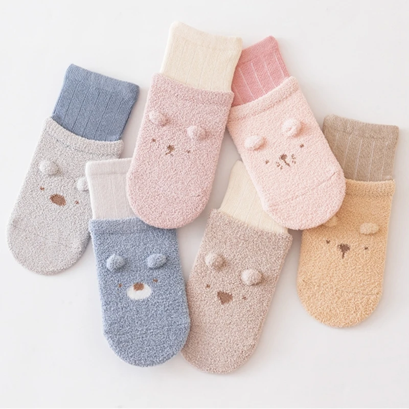 Baby Socks Toddler 0-5Y Nonslip Floor Socks Winter Warm Socks Foot Warmer Prewalker Socks for Indoor Wear Safe Hosiery