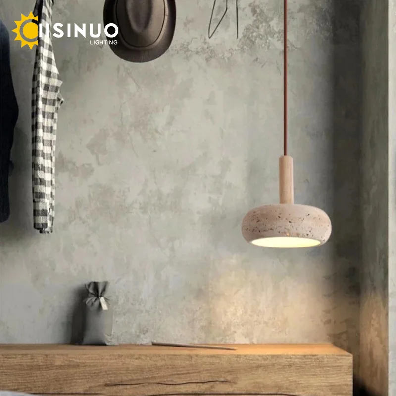 Lampa wisząca w stylu wabi-sabi, żółty kamień jaskiniowy, kremowy styl wiatru, LED, retro, do sypialni, restauracji, kuchni, baru, dekoracja domu.
