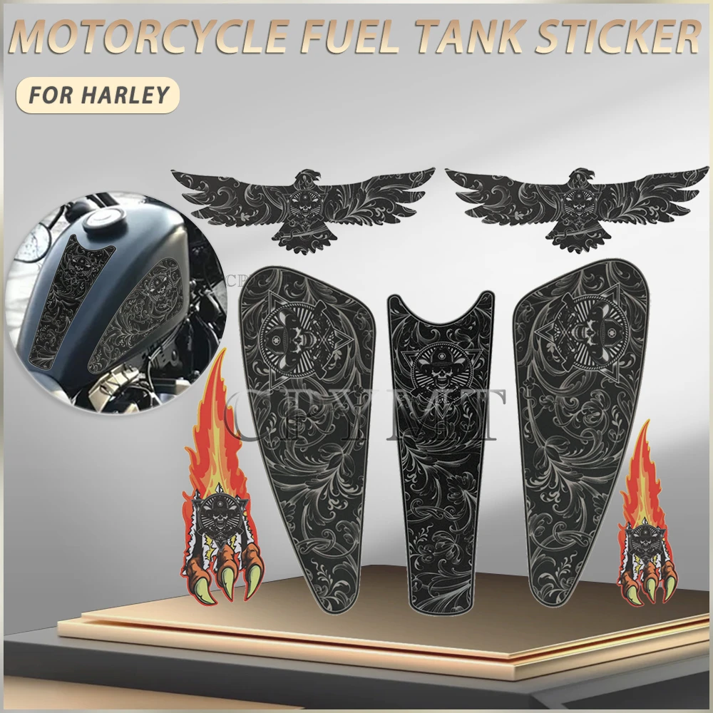 Akcesoria motocyklowe Nakładka na zbiornik paliwa Dekoracyjna naklejka ochronna Naklejka pasuje do Harley Sportste XL883 1200 Softail Dyna Bobber