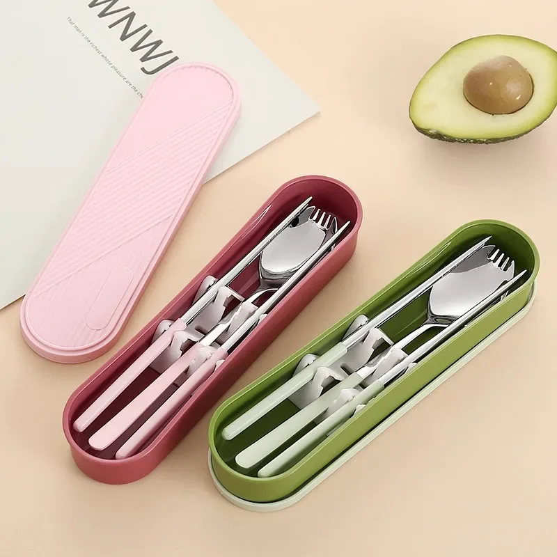 3pcs/Set Eco Friendly Dish Kitchen Accessories Silverware Sets Gold Knife Fork Spoon Portable Cutlery Sets With Case