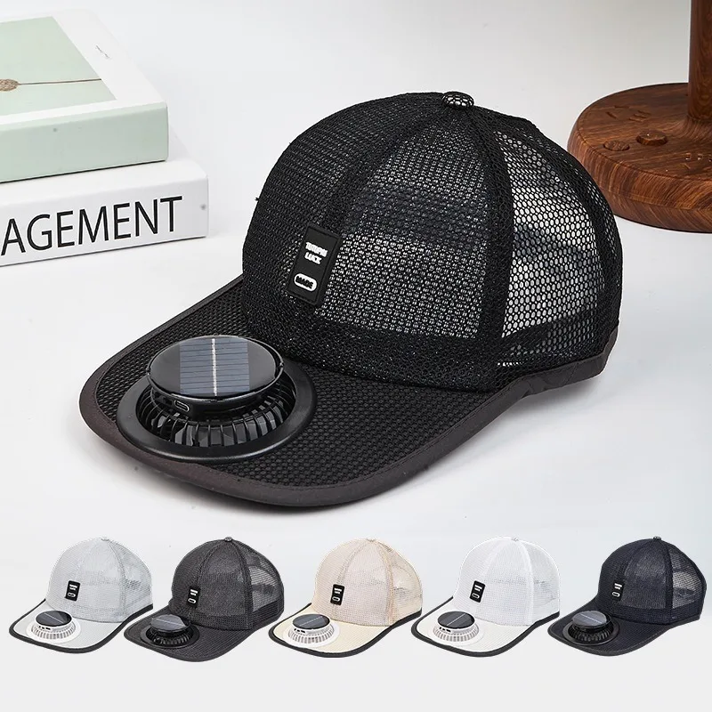 Solar Charging Fan Hat - Breathable Mesh UV Protection Baseball Cap for Men Women, Summer Outdoor Hiking Fishing Sunshade Hat