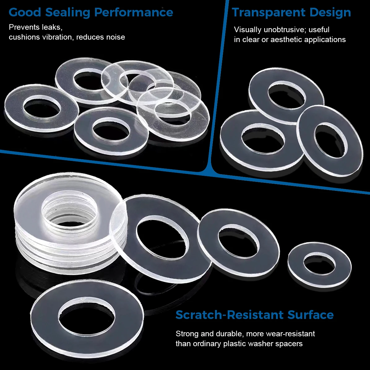 Nylon Doorzichtige Platte Ring 1.2mm-12mm Transparante Pakking Afdichtring PVC Plastic Ring Spacer voor Douchedeur handvat Waterleiding