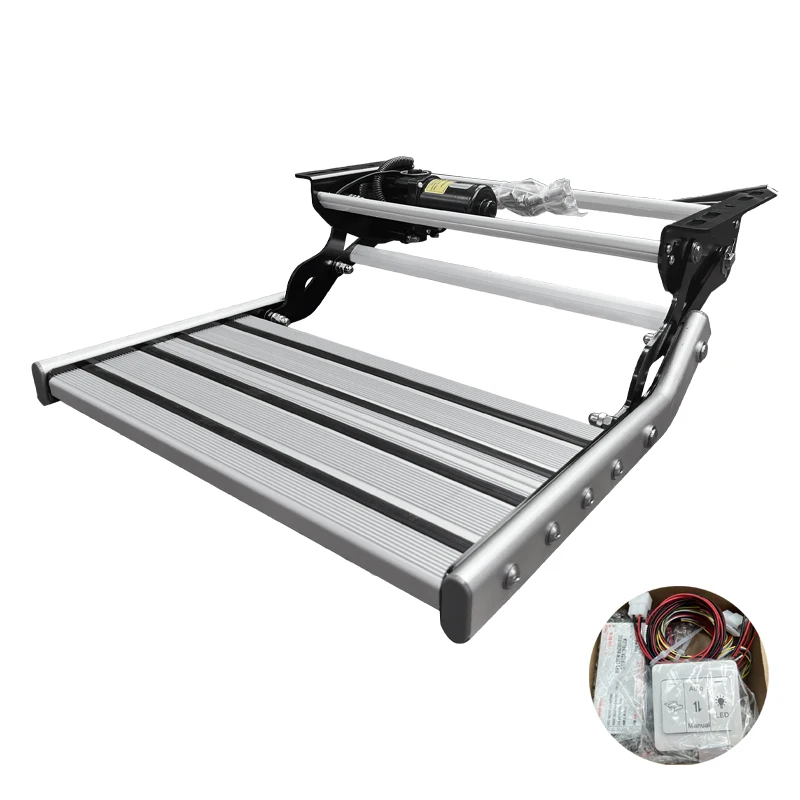 Folding Electric Single RV Step With LED Light Thickened Aluminum Alloy Camper Entry Stair