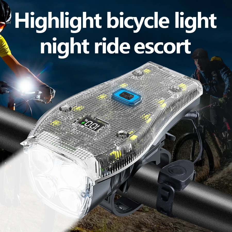 Heinast LED COB waterproof flashlight, USB rechargeable multifunctional bicycle light with horn function, detachable design