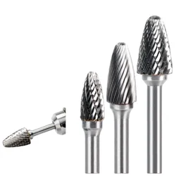 Jrealmer 1pcs F Type 6mm shank Tungsten Carbide Rotary Burrs Milling Cutter Rotary Tool Burr Rotary Dremel