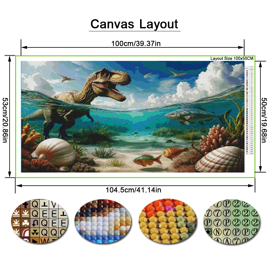 Dinosaur Large Size Diy Diamond Art Painting Kits New Collection Marine Organisms Landscape Full Drill Mosaic Embroidery Picture