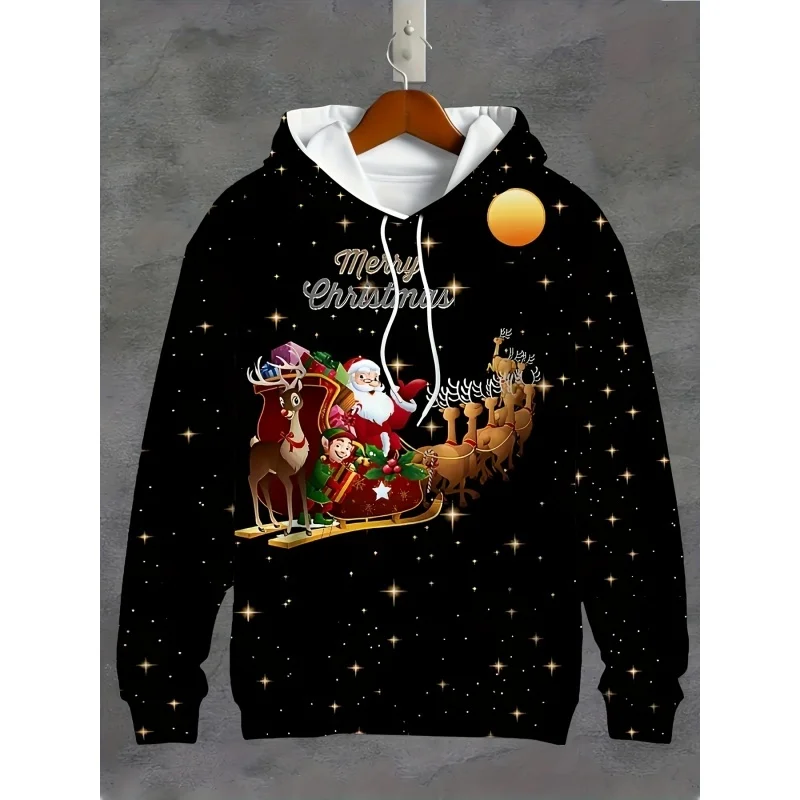 سانتا كلوز الغزلان الأغنام نمط هوديي للرجال النساء عيد الميلاد ثلاثية الأبعاد المطبوعة البلوفرات عادية هوديس بلايز طويلة الأكمام البلوز #3