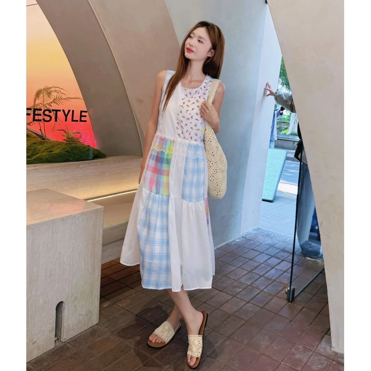 الرجعية الأزهار سترة تقسم اللون القطن الكتان Svel فضفاض الدكتور الصيف Vaion Sle ميدي تنورة ألياف البوليستر