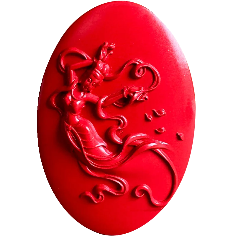 Red Vermilion Avalokitesvara Pendant, Flying Fairy, Scattered Flowers, Chang'e, Auspicious Celebration, Often Used Pendant