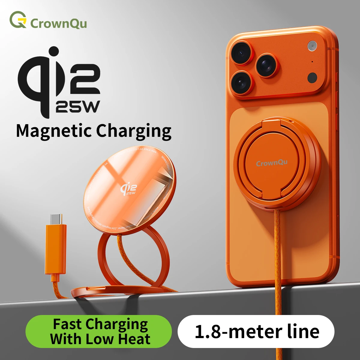 Kabellose Ladestation 25W Qi2.2 Schnellladung Kompatibel mit iPhone 18/17/16 Pro Max Huawei Xiaomi und iPad AirPods – Detail 4