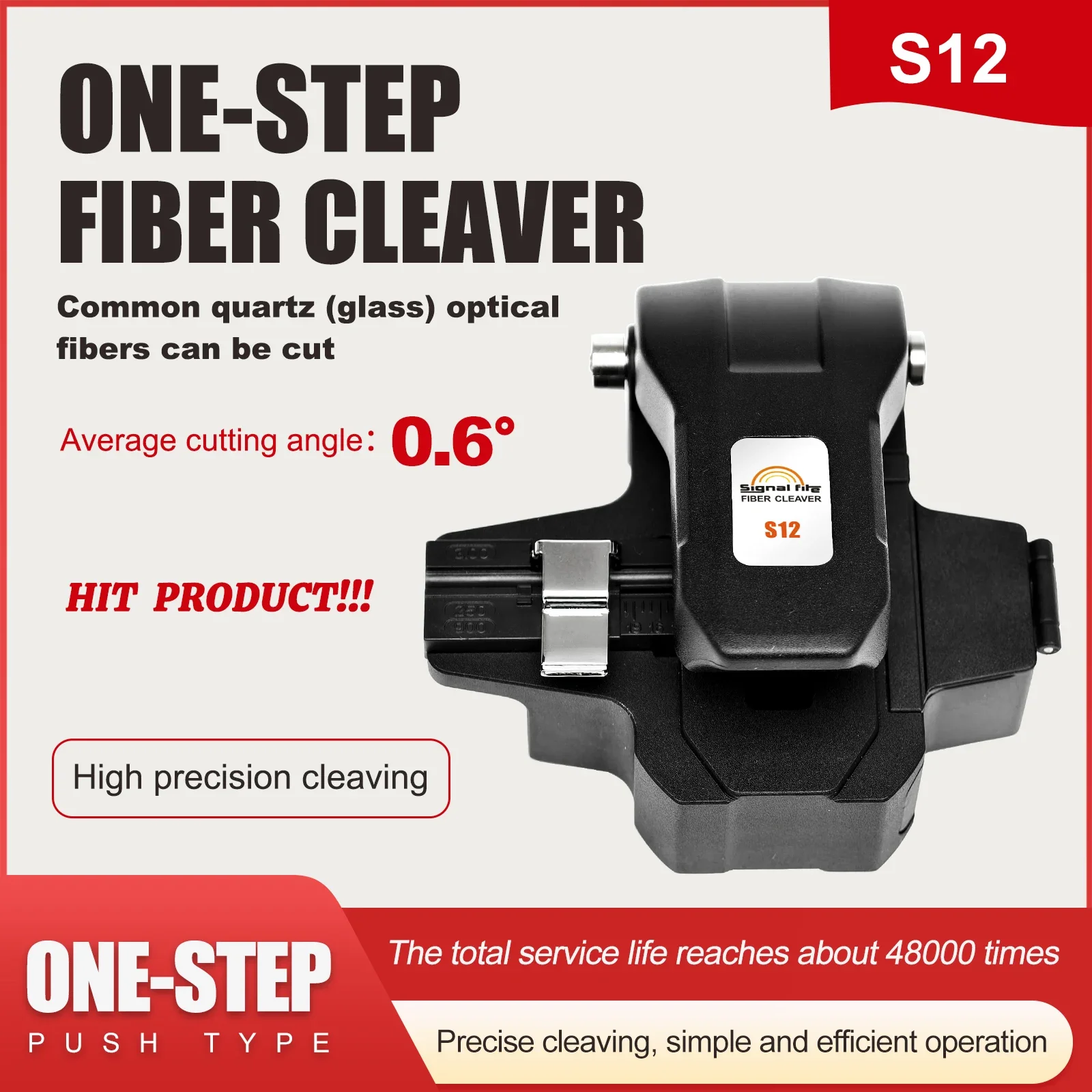 

Signal Fire S12 One-Step Optical Fiber Cleaver, Handheld Fiber Optic Tool for FTTH FTTx Cabling, Portable for Splicing
