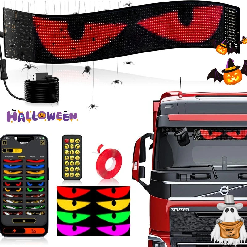 

Светодиодные глаза для грузовика Светодиодная матричная панель RGB 24'x 5 Ojos Светодиодный светильник для Carro Devil Eyes Светодиодная автомобильная панель DIY Программируемый Хэллоуин