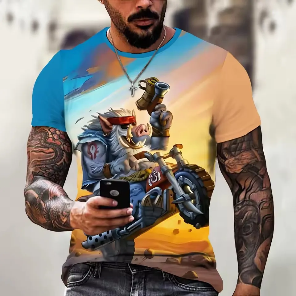 

Summer Men's Funny Animal Printed T-Shirt Outdoor Casual Short Sleeve Top Cartoon Pig Printed OverSize Men's Clothing