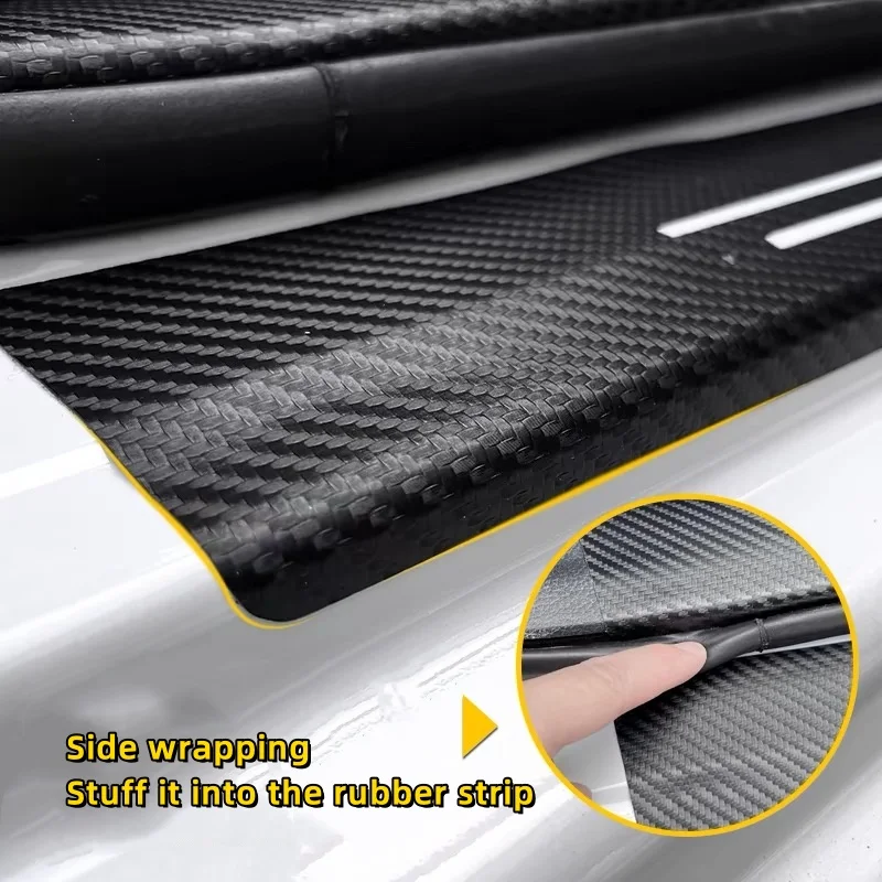 Car threshold strips for Kia RIO STINGER Seltos K5 Sorento Ceed Forte logo car threshold guard carbon fiber sticker accessories