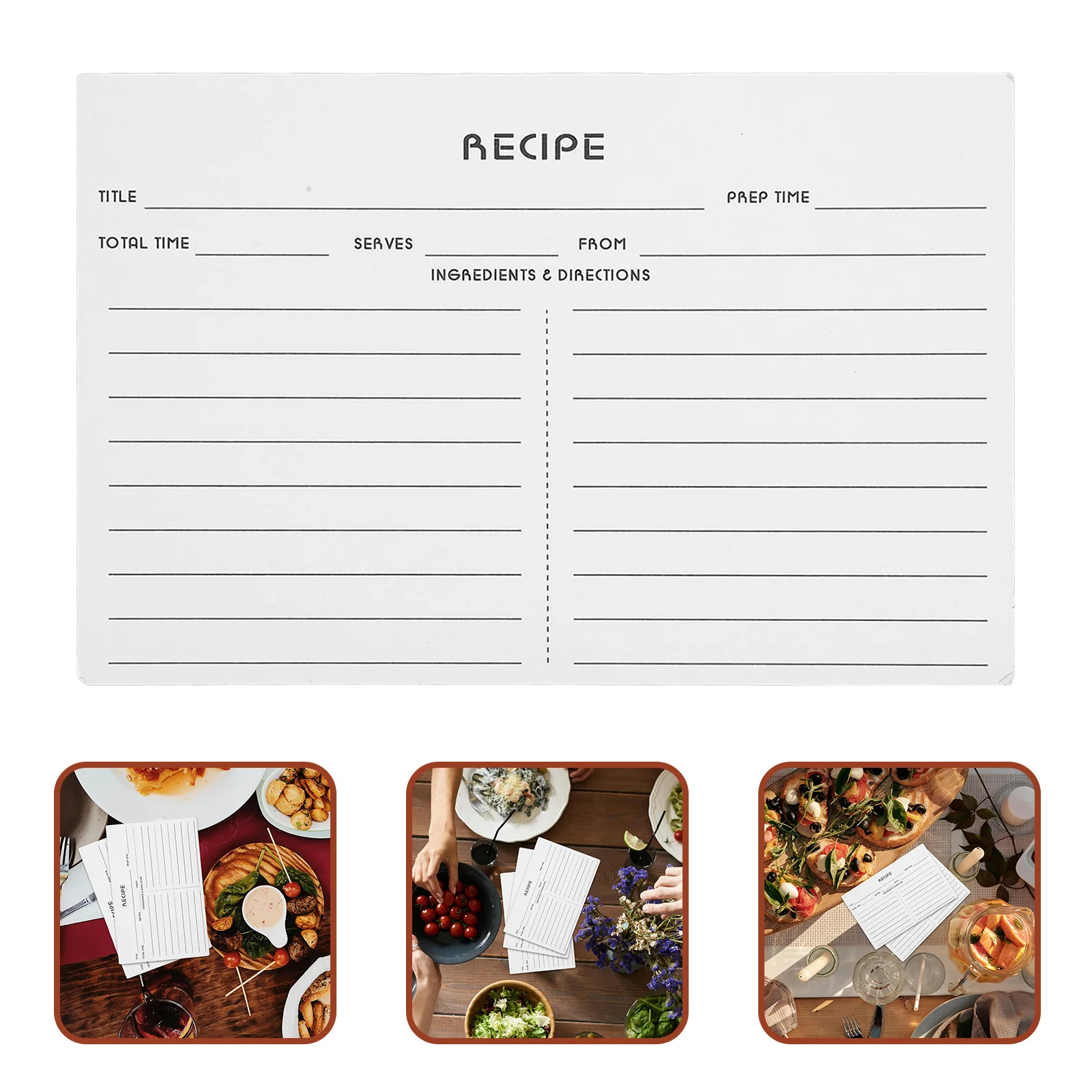 

50Pcs Blank Recipe Cards Double Sided Writable Smooth Finish for Weddings Bridal Showers Food Note Cards Household Recipe Sheets
