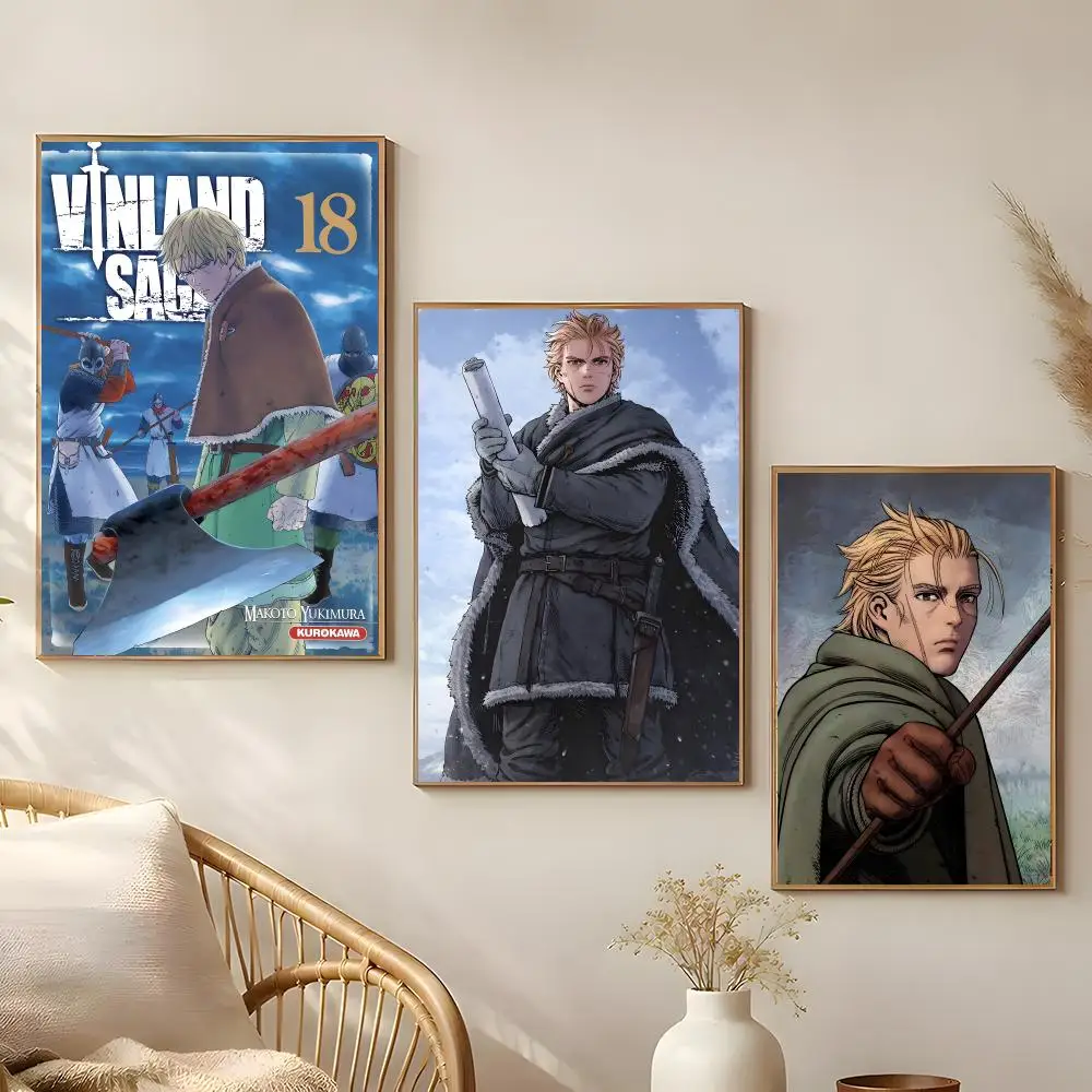 Anime Vinland Saga Poster Poster Self-adhesive Art Waterproof Paper Sticker Coffee House Bar Room Wall Decor