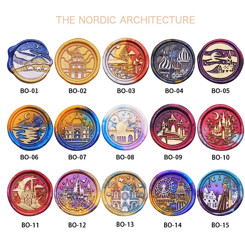 Kepala Stempel Arsitektur Nordic Cap Lilin Penyegelan Timbul 3D untuk Kartu Amplop Undangan Pernikahan Kemasan Hadiah Buku Tempel