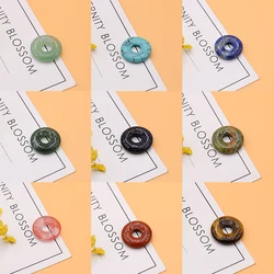 5pc/set 18mm Natural Round Big Hole Hollow Stone Crystal Labradorite Aventurine Donut Charm Pendant For Jewelry Making Necklace