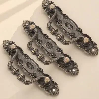 

3 Sets Cabinet Handle Hardware Farmhouse Knobs Simple Pull Ring Vintage Dresser Zinc Alloy Copper