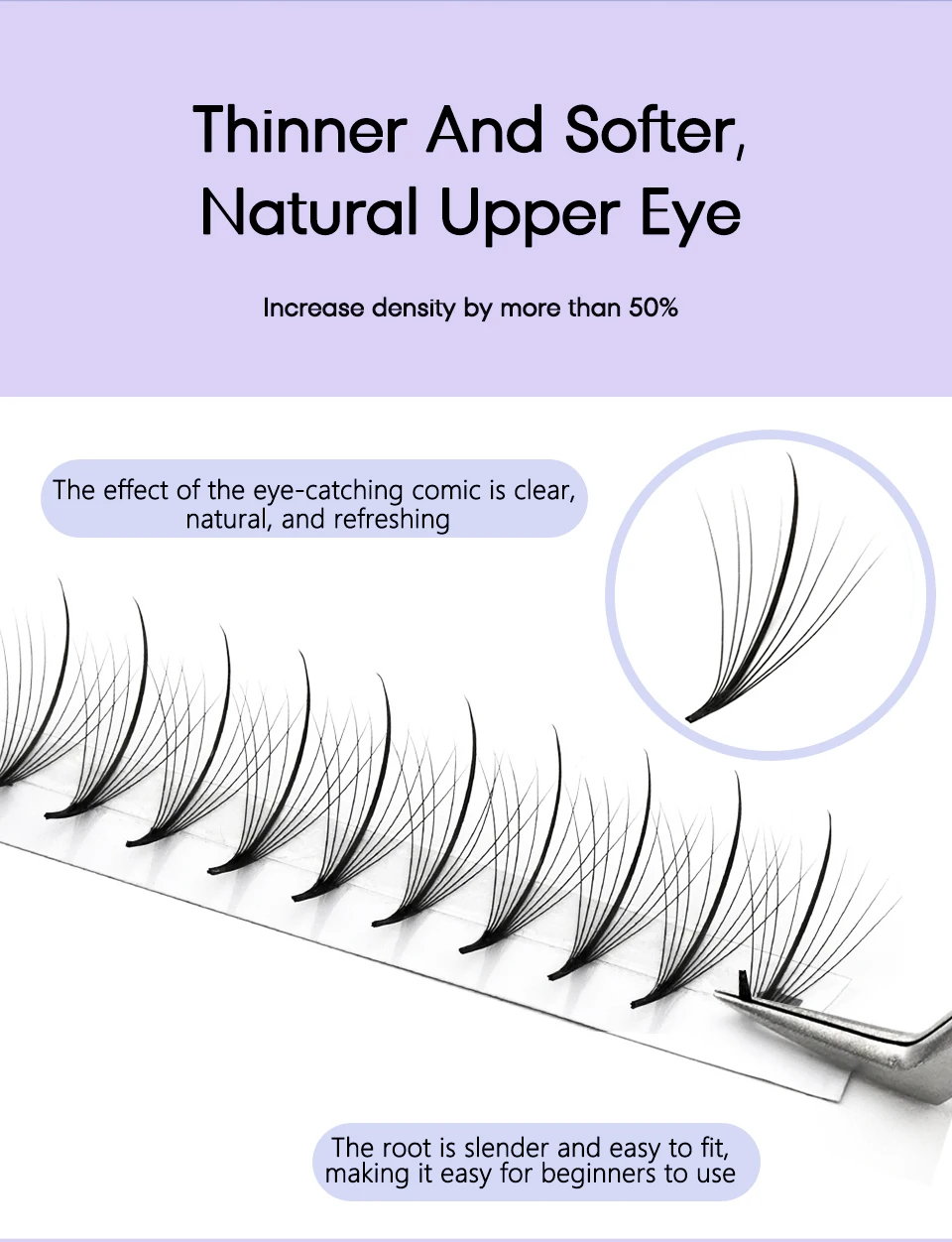Aguud 3D 5D 7D 9D Wispy Prefabrik Fan Spike Promade Wimpernverlängerung Spitze Basis Hybrid Fan Lash C D Curl Effect Wispy Lash – Detail 7