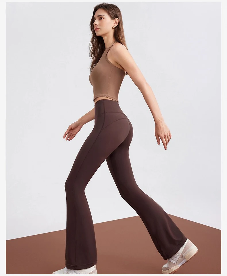 Modische Casual Streetwear Damen Schlaghose mit hoher Taille, elastisch, hüftformend, schlankmachend, atmungsaktiv, für Laufen, Sport, Radfahren, Pilates. – Detail 1