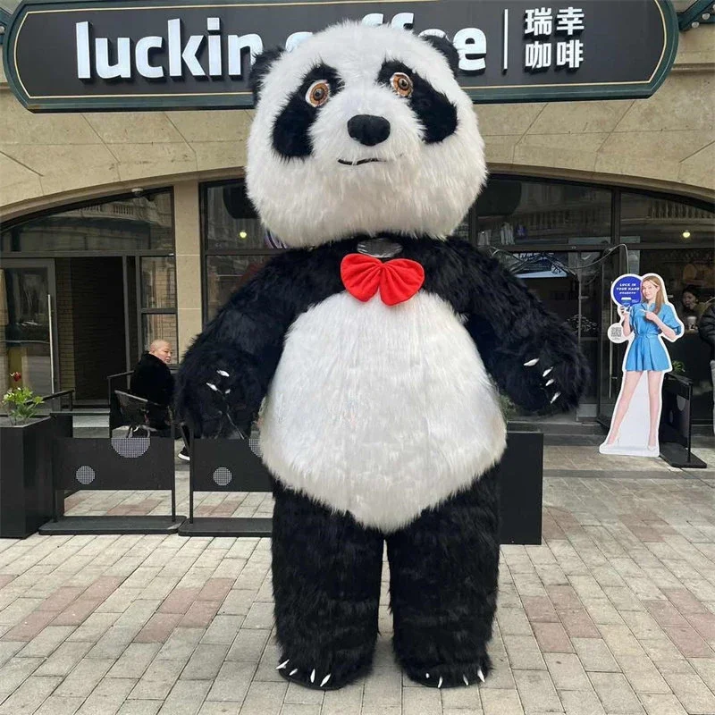 Cute Giant Panda Polar Bear Inflatable Costume Funny Polar Bear Furry Mascot Costume Party Cosplay Plush Doll Mascot Costume