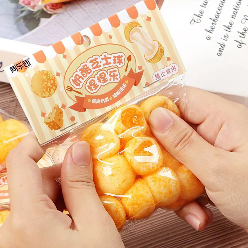 1PC Imitation Food Gift Breadcrumbs Cheese Cheese Fans Your Small Steamed Buns Decompression Squeezing Fingertip  Toys