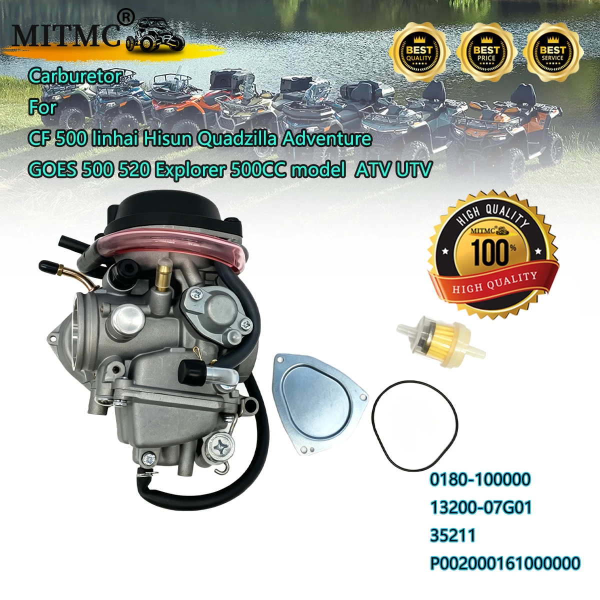 

Carburetor For CF 500 linhai HISUN Xinyang Quadzilla Adventure GOES 500 520 Explorer 500CC model ATV UTV PD36J Carb 0180-100000