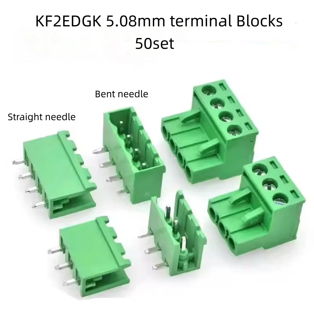 KF2EDGK 5.08mm 2P 3P 4P 5P 6P 7P 8P 9P 10P 12P Connectors Set: Socket + Plug Curved Needle Binding Post Plug-In Terminal Blocks
