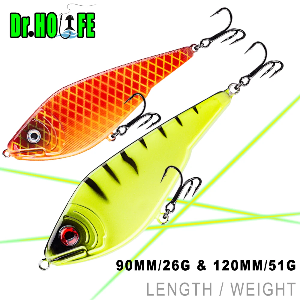 Dr.Holife 1PCS Jerkbait 9CM/12CM Artificial Bait Hard Plastic Seabass Fishing Lure Saltwater Sink Rattles Slider Bass Lures