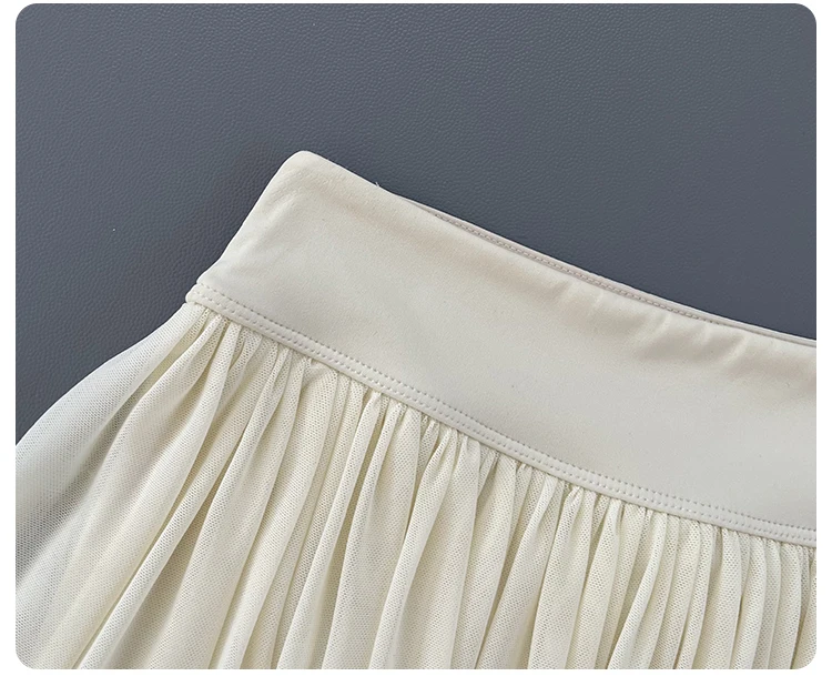 Damen High-Waist Mesh Plissee-Tennisrock mit integrierter Shorts, schnelltrocknend, weich, atmungsaktiv, für Ballett, Fitness und Sport – Detail 4