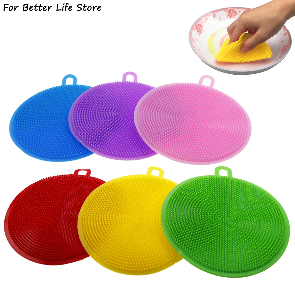 1Pcs 6 Colour 20G Silicone Multifunctional Dishwashing Brush Oil-Free Kitchen Cleaning Cloth Vegetable And Fruit Washing