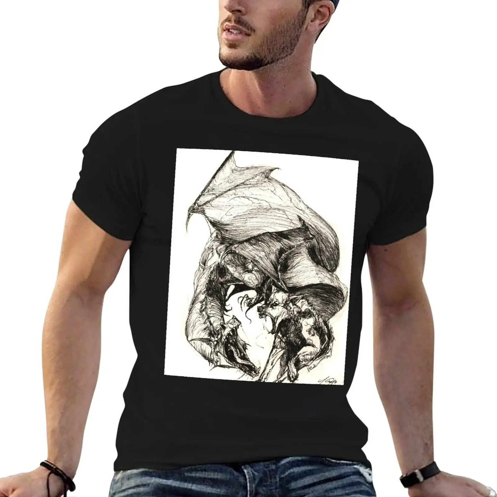 

Dragon Wolf Hunt T-Shirt t shirts for man graphic tees t shirt custom print graphic t shirts for man T-Shirt