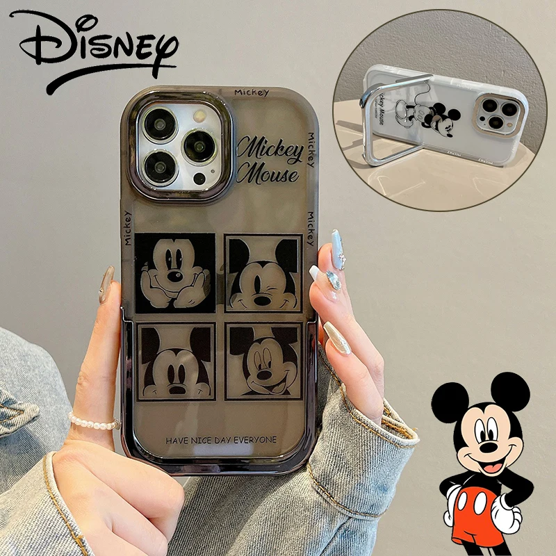 

Disney Mickey Mouse Phone Case for IPhone 15 14 13 Pro Max 12 11 Anime Soft Cover with Invisible Bracket Phone Protective Shell