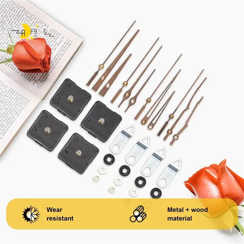 

AF95-Quartz Clock Movement Mechanism Parts With 3 Types Of Walnut Wood Clock Hands Clock Accessories For Clock Repair