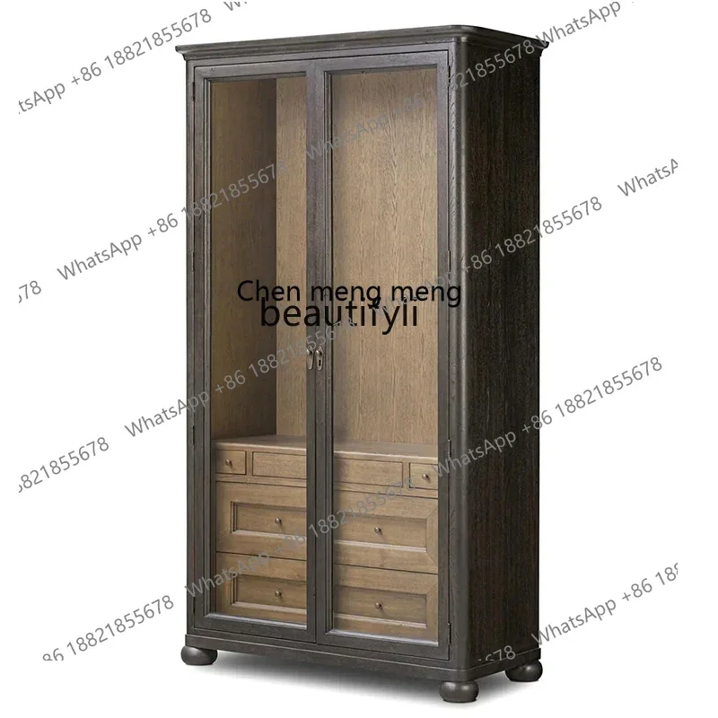 

182C French retro solid wood bookcase study multi-functional storage, bedroom small apartment storage bookshelf