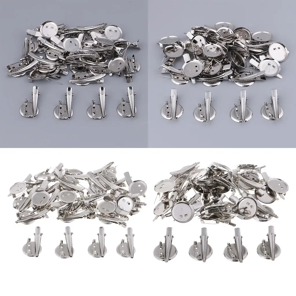 60x 25/20mm Round Brooch Cabochon Base Blank Tray W Pin And Hair Clip
