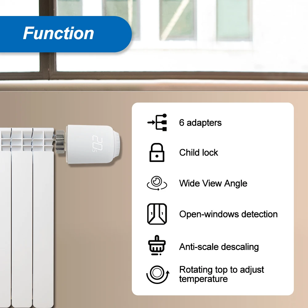 ZigBee3.0 Thermostat Tuya Radiator Actuator Valve SmartLife Wireless Programmable TRV Temperature Controller Alexa Voice Control