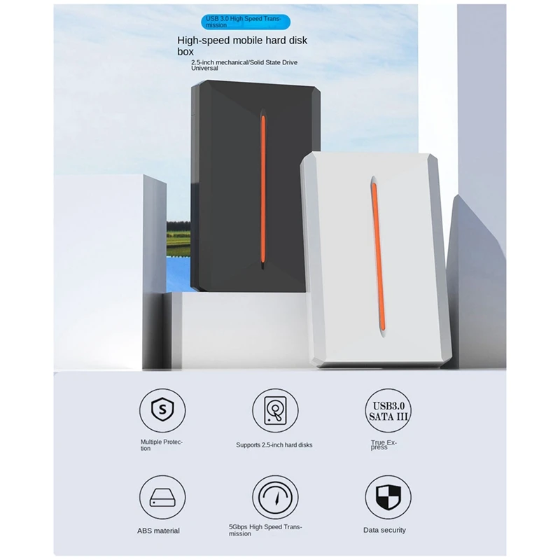 new!!Mobile Hard Disk Box USB3.0 SATA2.5 Inch Notebook Tape External External Hard Disk for Windows/Mas Os/Linux